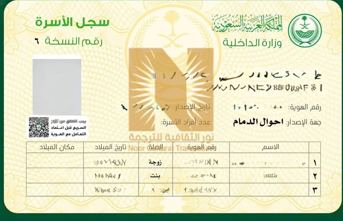 ترجمة كرت العائلة ترجمة كرت العائلة